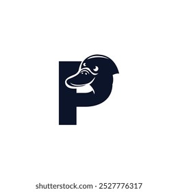 Buchstabe P Platypus Logo-Ikone, Vektor.