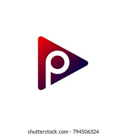 Letter p and play logo concept