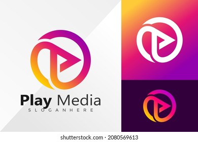 Letter P Play Media Logo Design Vector illustration template