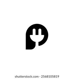 Letter P and Plug or Plug P logo concept vector icon