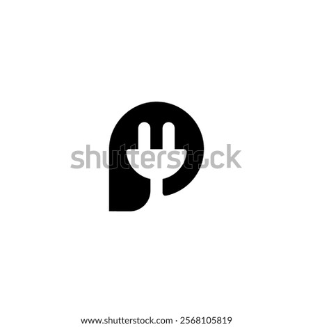 Letter P and Plug or Plug P logo concept vector icon