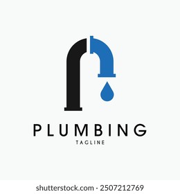 letter p plumbing drop water logo vector illustration design