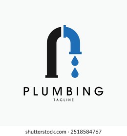 letter p plumbing drop water logo vector illustration design