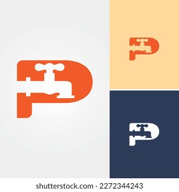 Letter P Pluming Logo Design Vector