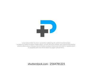 letter p plus icon or hospital medical modern logo