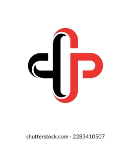 Letter p plus line modern simple logo