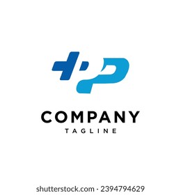 Letter P P plus logo icon vector template.eps