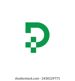 letter p plus medical green logo vector 