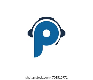 Letter P Podcast Icon Logo Design Element