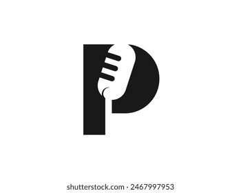 Letter P and podcast logo design concept with simple and modern styles.