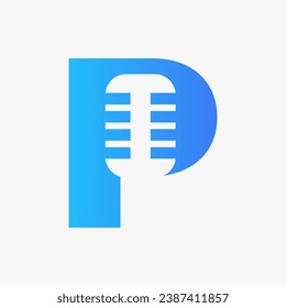 Letter P Podcast Logo. Music Symbol Vector Template