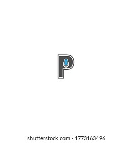 Letter P and podcast logotype combination design concept 
