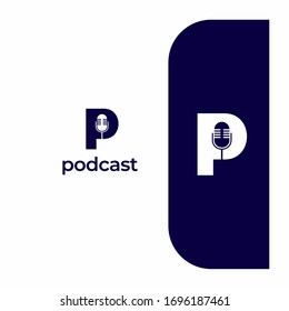 Letter P Podcast Record Logo Icon Design