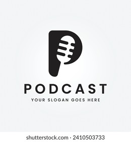 Letter P Podcast Record Logo Icon Design