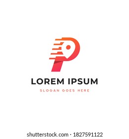 Ilustración de vectores de plantilla de logotipo de ubicación de punto P de letra