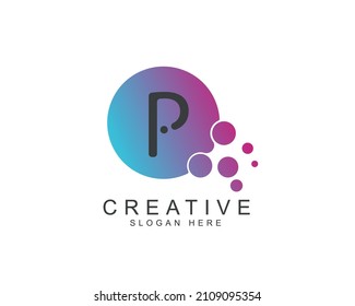 Letter P Point Logo Design with Blue Purple. Illustration of Colorful Alphabet Vector Letters.