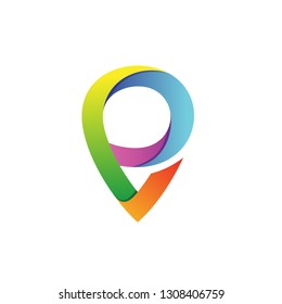 Letter P With Pointer Shape Logo Vector