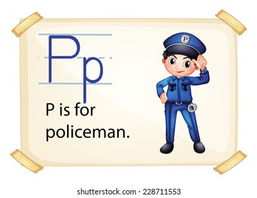 A letter P for policeman on a white background 