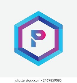 LETTER P POLYGON LOGO DESIGN CONCEPT BRANDING