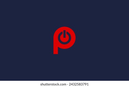 letter p with power button logo icon design vector design template inspiration