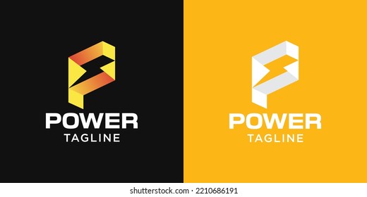 Letter P for Power, electric or lighting logo illustration