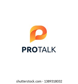 Letter P Pro Talk logo design vector template