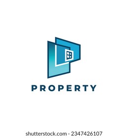 Letter P with property home icon logo design, real estate vector logo design
