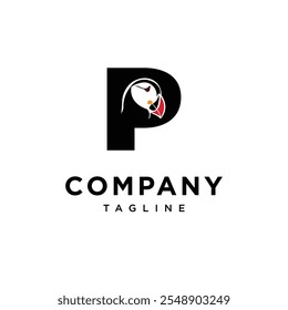 Letter P Puffin Logo Icon Vector