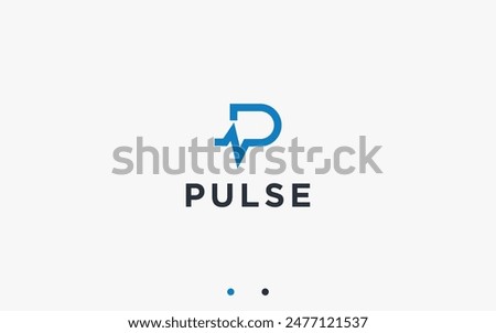 letter p with pulse logo design vector silhouette illustration