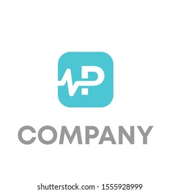 letter P pulse logo vector design template