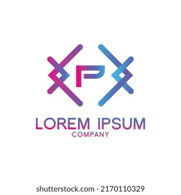 letter P with Pulse music player element. Logo template electronic music, equalizer, store, dj, nightclub, disco. Audio wave logo concept, Multimedia Technology themed, Abstract Shape vector