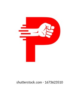 Letter p with punch logo design