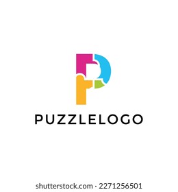 Letter P Puzzle Logo Design Element