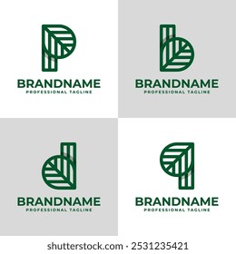 Letter P, Q, B, or D Leaf Logo, symbolizing growth, sustainability, and nature