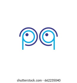 letter p and q eyeglass logo