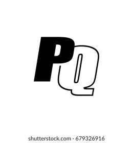 letter P and Q logo overlapping black negative
