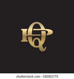 letter P and Q monogram golden logo