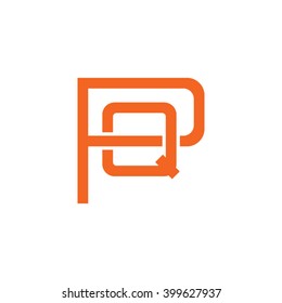 letter P and Q monogram logo orange