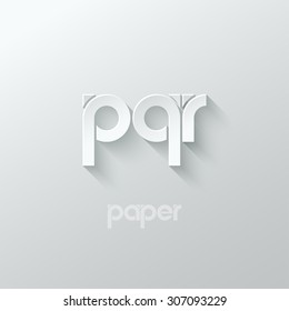 letter P Q R logo alphabet icon paper set background