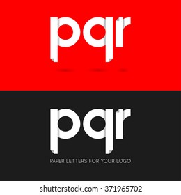 letter P Q R logo paper set background