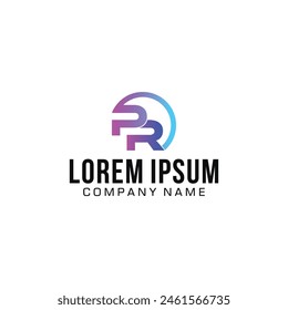 letter P R circle logo, full gradient color illustration