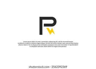 letter p or r electricity logo design