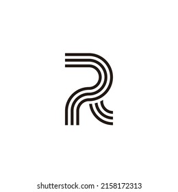 Letter P and R lines geometric symbol simple logo vector