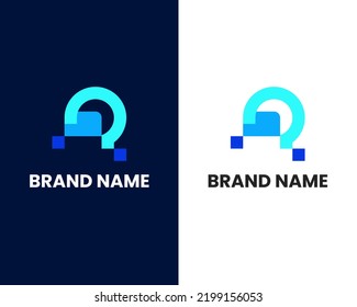 Buchstaben p und r mit Design-Design-Vorlage für technisches Logo