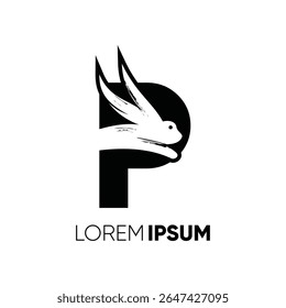 Letter P Rabbit Run Logo Design Vector Image Icon Graphic Emblem Symbol Illustration