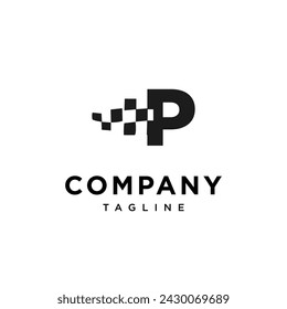 Letter P Race Flag logo icon vector template.eps