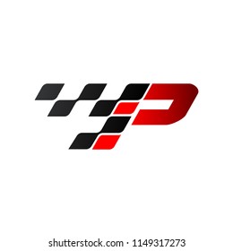 Letter P With Racing Flag Logo