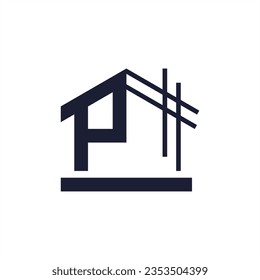 letter p real estate logo design vector