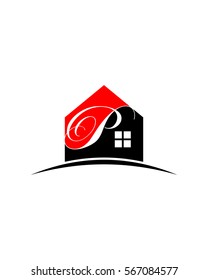 Letter P Real Estate logo, vector