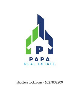Letter P real estate vector logo template. Creative Building Concept Logo Design.